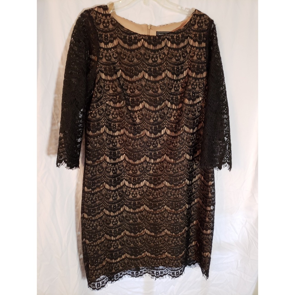 Women's Jessica Howard Black Lace Long Sleeve Dress Size 14